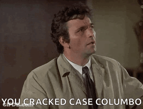 Man In Suit Pointing Up Says You Cracked Case Columbo GIF