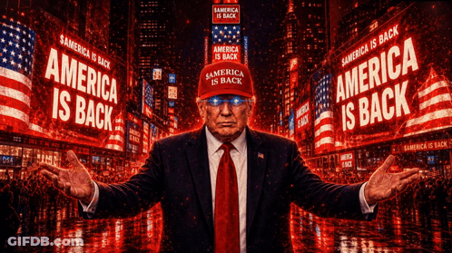 Man In Suit Red Hat America Is Back GIF