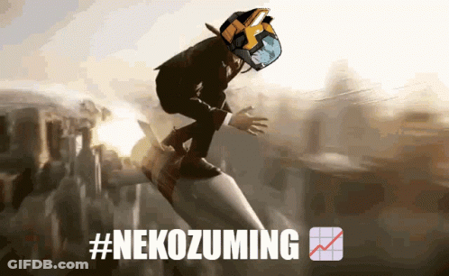 Man In Suit Riding Rocket #Nekozuming GIF