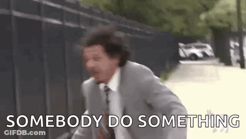 Man In Suit Running Saying Somebody Do Something GIF