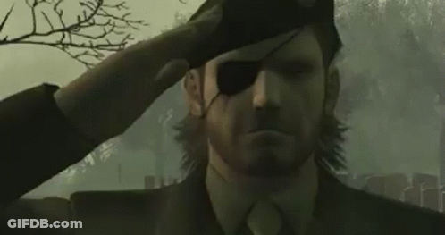 Man In Suit Saluting With Eye Patch GIF