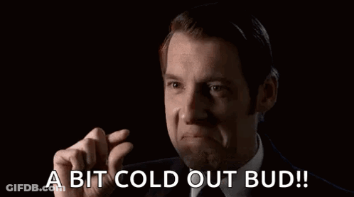 Man In Suit Saying A Bit Cold Out Bud GIF