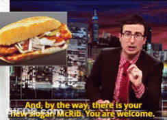 Man In Suit Saying And By The Way There Is Your New Slogan McRib You Are Welcome GIF