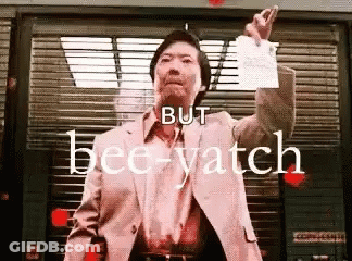 Man In Suit Saying Bee-Yatch GIF