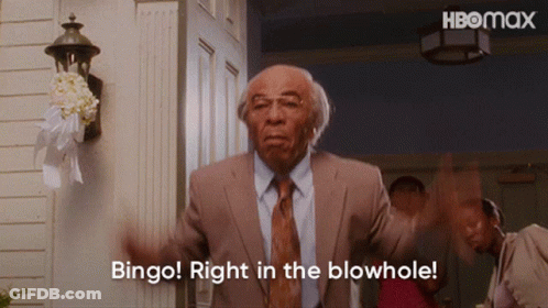 Man In Suit Saying Bingo Right In Blowhole GIF