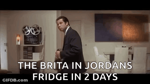 Man In Suit Saying Brita In Jordans Fridge In 2 Days GIF