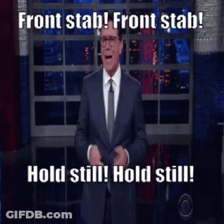 Man In Suit Saying Front Stab GIF