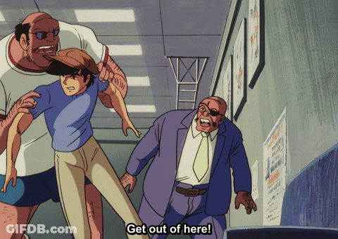 Man In Suit Saying Get Out GIF