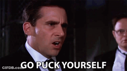 Man In Suit Saying Go Puck Yourself GIF