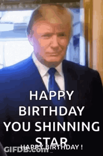 Man In Suit Saying Happy Birthday You Shining Star GIF