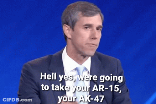 Man In Suit Saying Hell Yes We're Going To Take Your AR-15 GIF