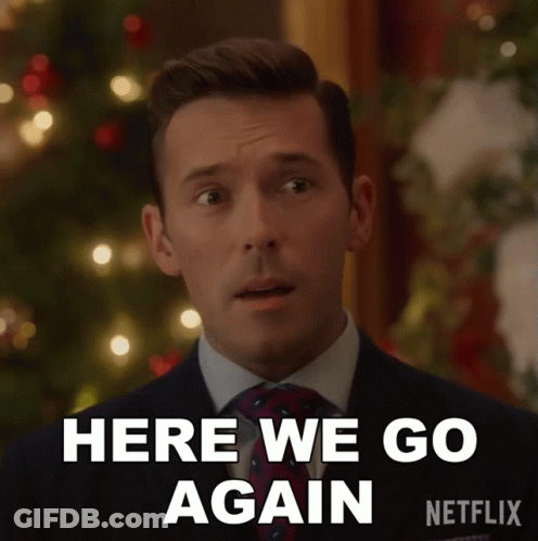 Man In Suit Saying Here We Go Again GIF