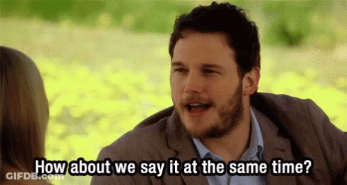 Man In Suit Saying How About We Say It At The Same Time GIF