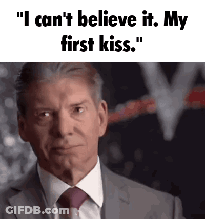 Man In Suit Saying I Can't Believe It My First Kiss GIF