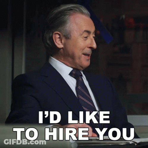 Man In Suit Saying I'd Like To Hire You GIF