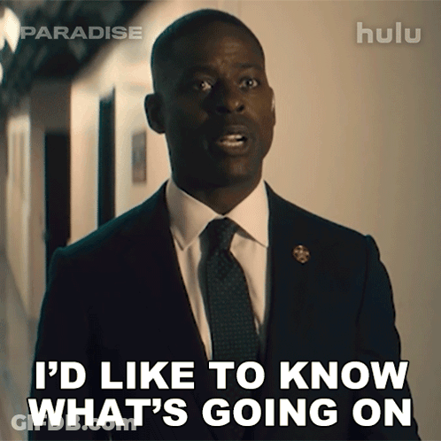 Man In Suit Saying I'd Like To Know What's Going On GIF