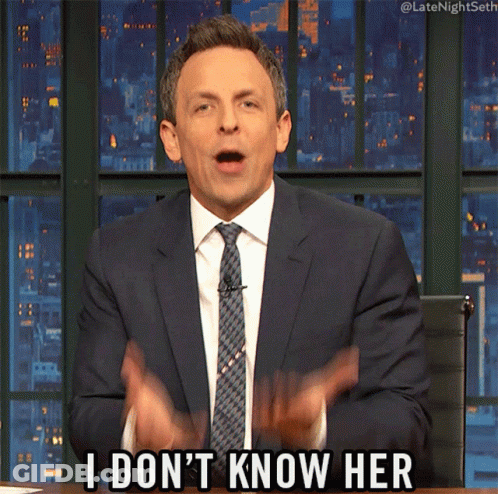 Man In Suit Saying I Don't Know Her GIF