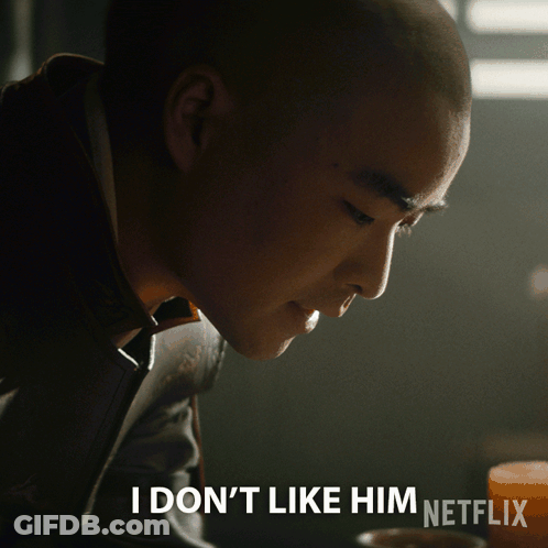 Man In Suit Saying I Don't Like Him On Netflix GIF