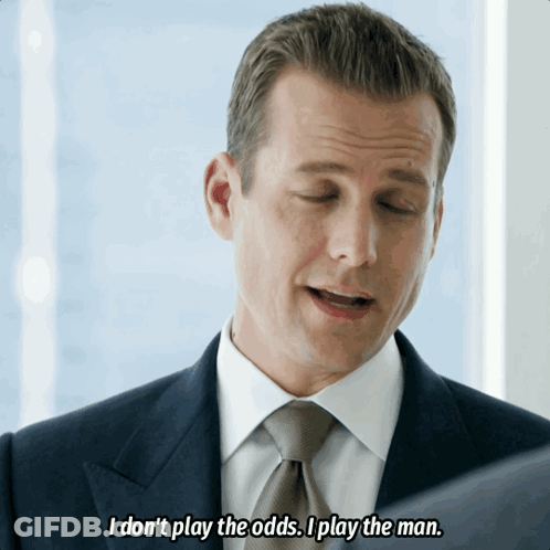Man In Suit Saying I Don't Play The Odds I Play The Man GIF