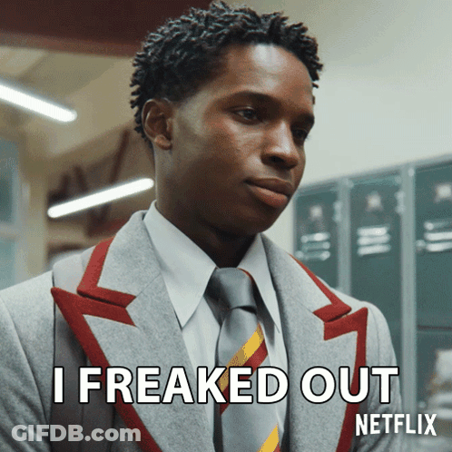 Man In Suit Saying I Freaked Out On Netflix GIF