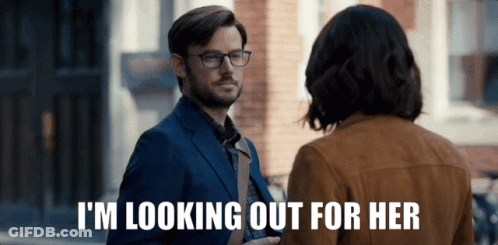 Man In Suit Saying I'm Looking Out For Her GIF