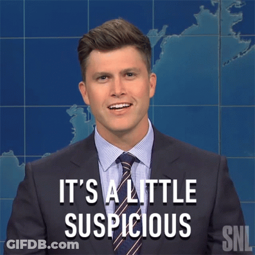 Man In Suit Saying It's A Little Suspicious GIF