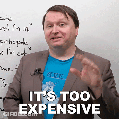 Man In Suit Saying It's Too Expensive GIF