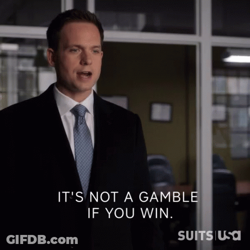 Man In Suit Saying Its Not A Gamble If You Win GIF