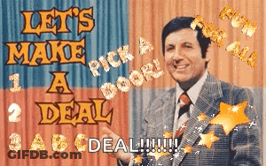 Man In Suit Saying Let's Make A Deal Pick A Door 2 Deal 3 ABC Deal GIF