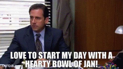 Man In Suit Saying Love To Start My Day With A Hearty Bowl Of Jan GIF