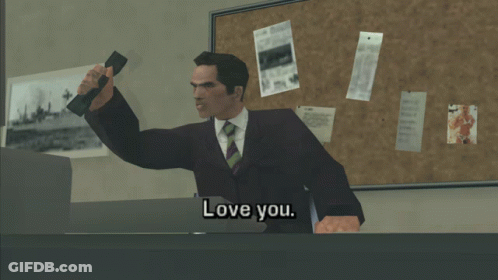 Man In Suit Saying Love You In Video Game GIF