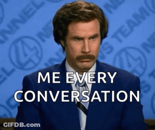Man In Suit Saying Me Every Conversation GIF
