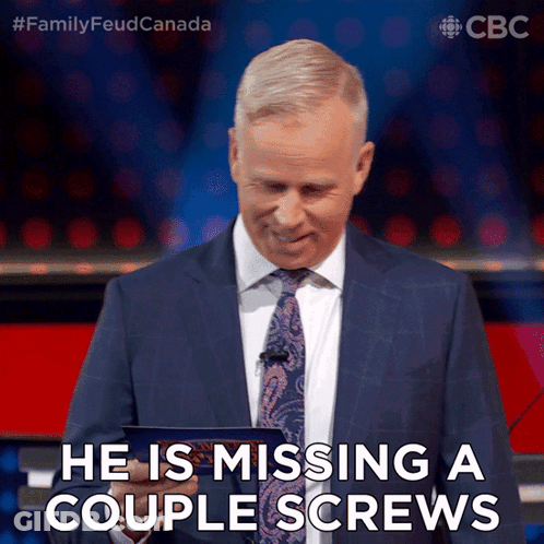 Man In Suit Saying Missing Screws GIF