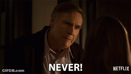 Man In Suit Saying Never In Front Of Woman GIF