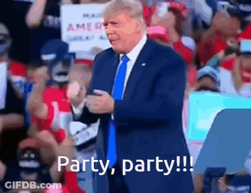 Man In Suit Saying Party Party To Crowd GIF