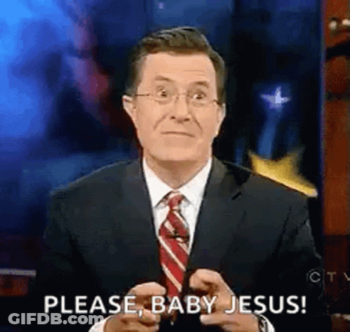 Man In Suit Saying Please Baby Jesus GIF