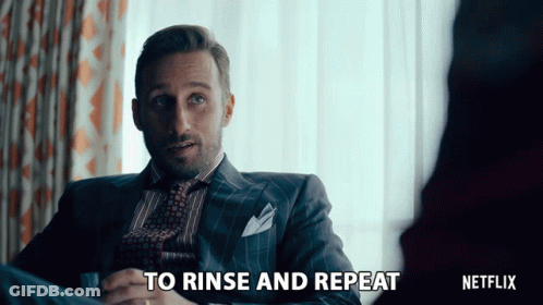 Man In Suit Saying Rinse And Repeat GIF