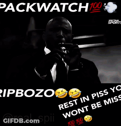 Man In Suit Saying Rip Bozo Rest In Piss You Won T Be Mis GIF