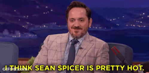 Man In Suit Saying Sean Spicer Is Pretty Hot GIF