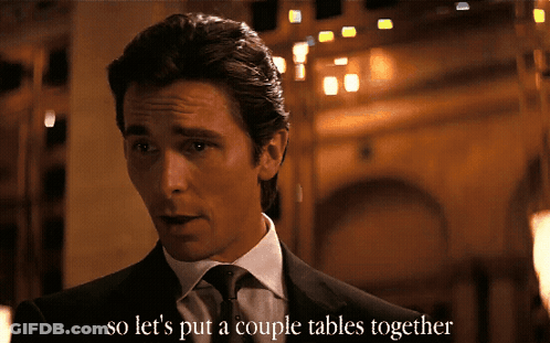 Man In Suit Saying So Let's Put A Couple Tables Together GIF