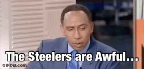 Man In Suit Saying Steelers Are Awful GIF