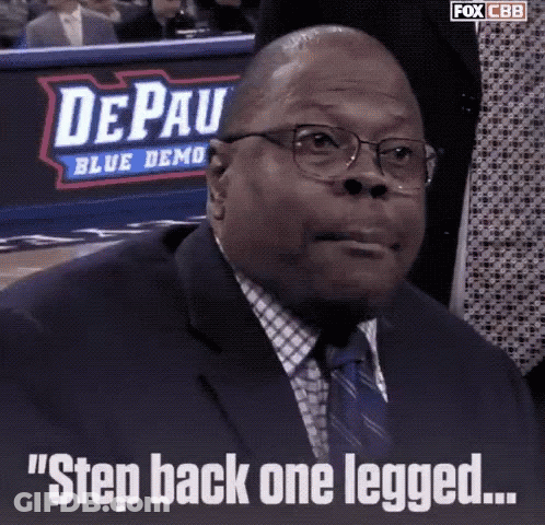 Man In Suit Saying Step Back One Legged GIF