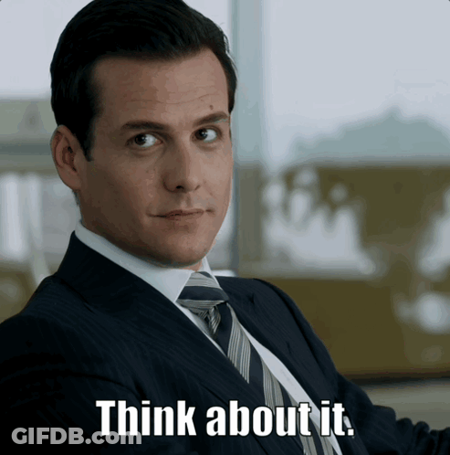 Man In Suit Saying Think About It GIF