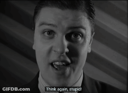 Man In Suit Saying Think Again GIF