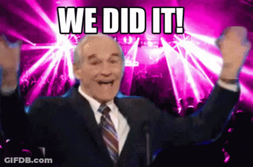 Man In Suit Saying We Did It To Crowd GIF