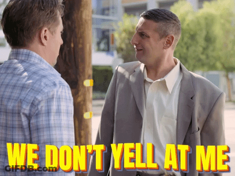Man In Suit Saying We Don't Yell At Me GIF