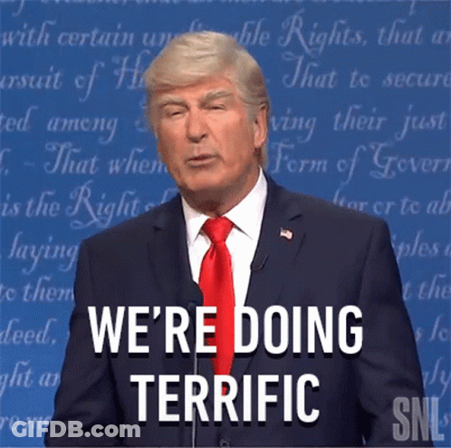Man In Suit Saying We're Doing Terrific GIF