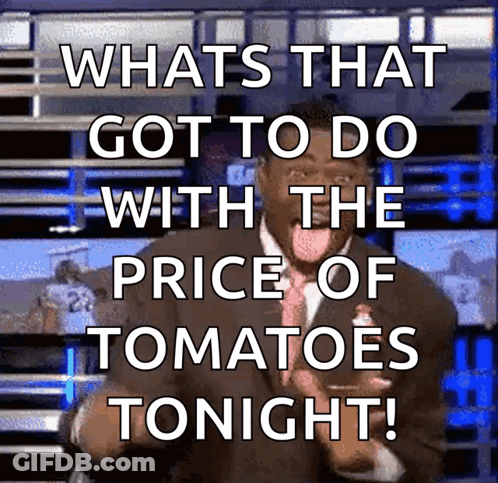 Man In Suit Saying Whats That Got To Do With The Price Of Tomatoes Tonight GIF