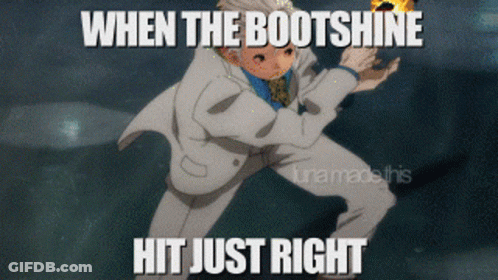 Man In Suit Saying When The Bootshine Hit Just Right GIF