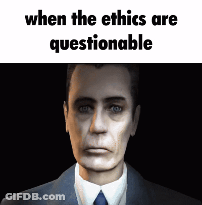 Man In Suit Saying When The Ethics Are Questionable GIF